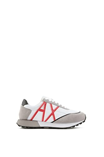 Armani Exchange Damen Bidimensional Logo, beige Suede Insert Sneaker, White/Red, 35.5 EU von Armani Exchange