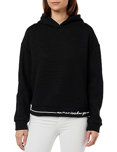 Armani Exchange Damen Bonded Stripe, Contrast Logo Line, Hoodie Sweatshirt, Schwarz, L EU von Armani Exchange