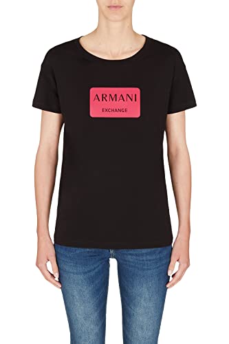 Armani Exchange Damen Boyfriend-Passform, Box-Logo, schöne Nähte. T-Shirt, Black, L von Armani Exchange