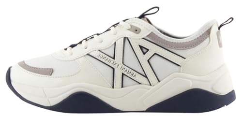 Armani Exchange Damen Cher, Side Logo, Colour Contrasts Sneaker, Off White+ Blue, 35 EU von Armani Exchange