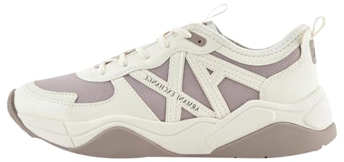 Armani Exchange Damen Cher, Side Logo, Colour Contrasts Sneaker, Off White+ beige, 36 EU von Armani Exchange