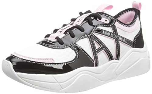 Armani Exchange Damen Cher, Side Logo, Colour Contrasts Sneaker, OP.White+Black+Lilac, 36 EU von Armani Exchange