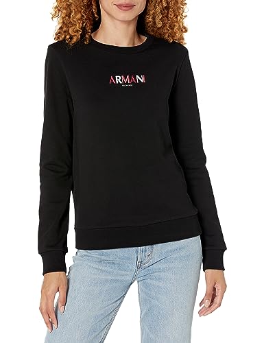 Armani Exchange Damen Colorful Logo Pullover French Terry Sweatshirt, Schwarz, S EU von Armani Exchange