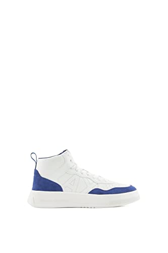 Armani Exchange Damen Comfort Fit, Cow Suede, Side Sewn Logo Sneaker, White Blue, 41 EU von Emporio Armani