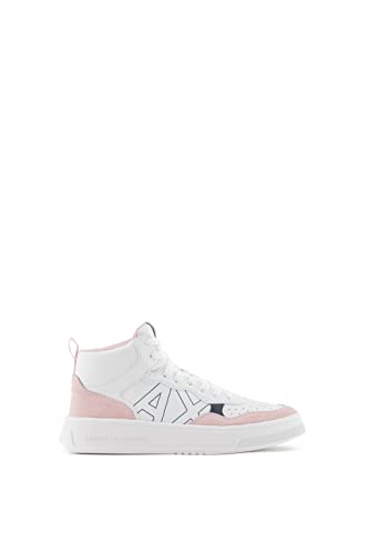 Armani Exchange Damen Comfort Fit, Cow Suede, Side Sewn Logo Sneaker, White Rose, 35.5 EU von Armani Exchange