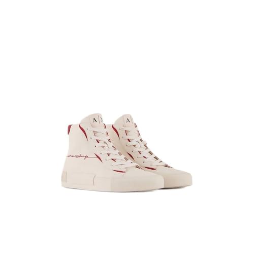 Armani Exchange Damen Contrast Logo line, high top Sneaker, White/Red, 36 EU von Emporio Armani