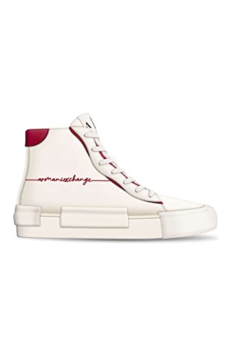 Armani Exchange Damen Contrast Logo line, high top Sneaker, White/Red, 41 EU von Armani Exchange