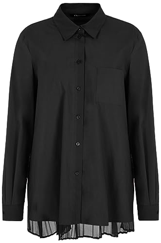 Armani Exchange Damen Cotton Poplin Down with Sheer Pleated Back Skate Shirt, Schwarz, S EU von Armani Exchange