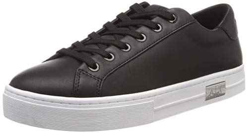 Armani Exchange Damen Cow Leather lace up Sneaker, Schwarz (Black + White A120), 37M EU von Armani Exchange