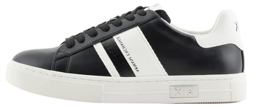 Armani Exchange Damen Cup Sole Mina, Back tab with and Metal Logo Detail on Side Sneaker, Black+ Off White, 37.5 EU von Armani Exchange