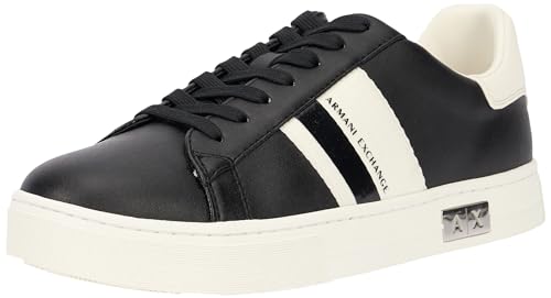 Armani Exchange Damen Cup Sole Mina, Back tab with and Metal Logo Detail on Side Sneaker, Black+ Off White, 41 EU von Armani Exchange