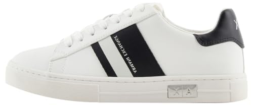 Armani Exchange Damen Cup Sole Mina, Back tab with and Metal Logo Detail on Side Sneaker, Off White+Black, 35 EU von Armani Exchange