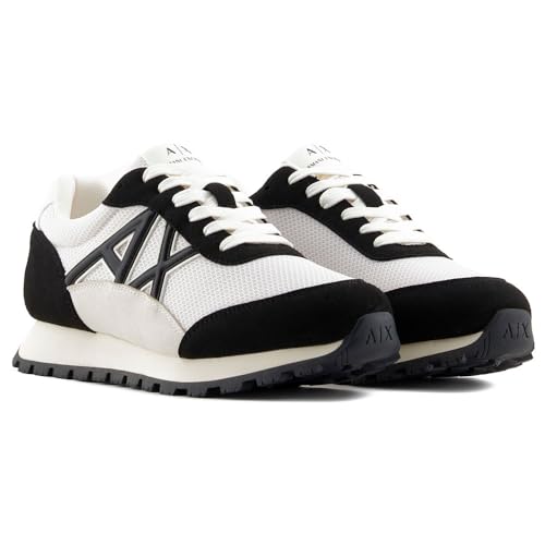 Armani Exchange Damen Drop Sneaker, Off White+Black, 35 EU von Armani Exchange
