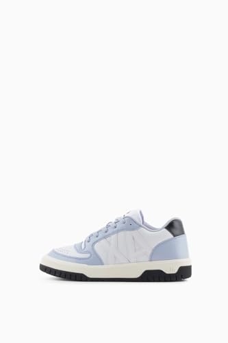 Armani Exchange Damen Duck, Cross-Gender Project, Logo on Tongue Sneaker, Op. White + Blue, 35 EU von Armani Exchange