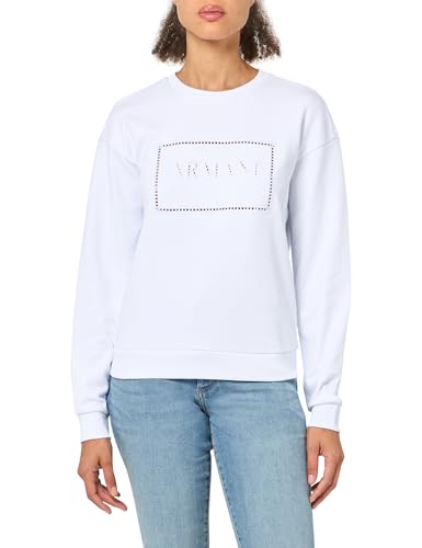 Armani Exchange Damen Embroidered Logo Crewneck Pullover Sweatshirt, Optisches Weiß, L von Armani Exchange
