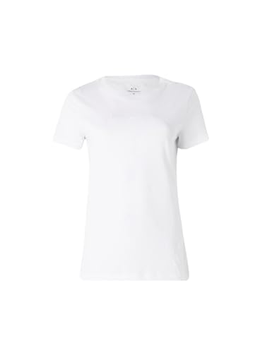 Armani Exchange Damen Essential, Embroidered Logo Signature T-Shirt, Optic White, L von Armani Exchange