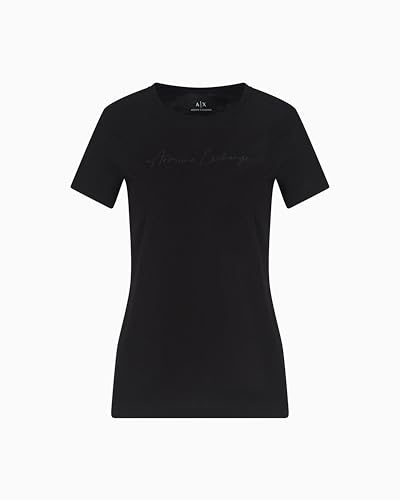 Armani Exchange Damen Essential, Embroidered Logo Signature T-Shirt, Schwarz, M von Armani Exchange
