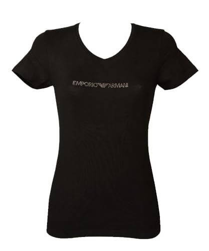 Armani Exchange Damen Essential Studs Logo V-Ausschnitt T-Shirt, Schwarz, XL von Armani Exchange