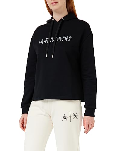 Armani Exchange Damen French Terry Studded Logo Hoodie Sweatshirt, Schwarz, L EU von Armani Exchange