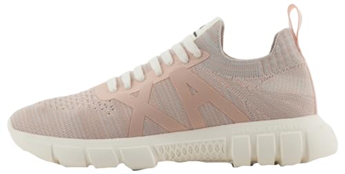 Armani Exchange Damen Harlem, Knit Fabric, Side Logo Sneaker, Rose+ Grey+ Off White, 36.5 EU von Emporio Armani