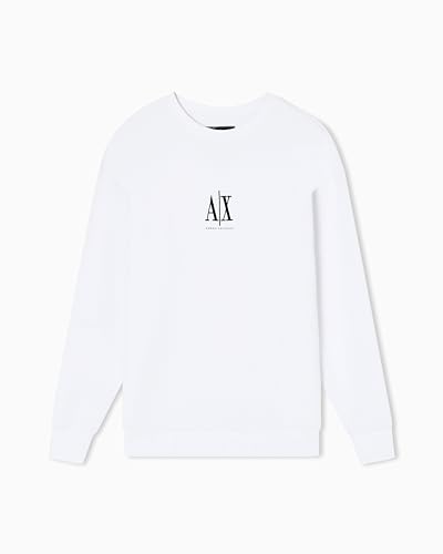 Armani Exchange Damen Icon Project, Embroidered Logo, Crewneck Sweatshirt, Optic White, M von Armani Exchange