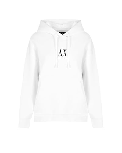 Armani Exchange Damen Icon Project, Embroidered Logo, Hooded Kapuzenpullover, Optic White, XS von Armani Exchange