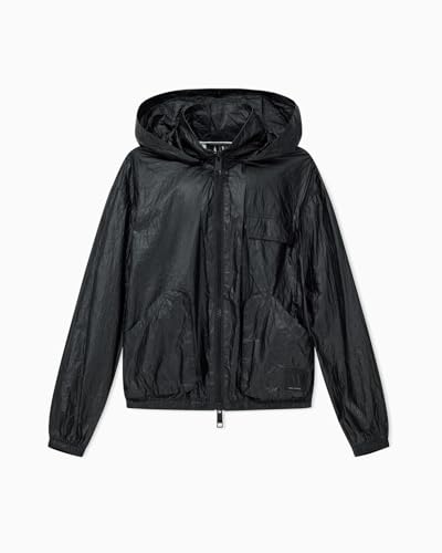 Armani Exchange Damen Icon Project, Logo Patch, Detachable Hood Windbreaker, Schwarz, 42 von Armani Exchange