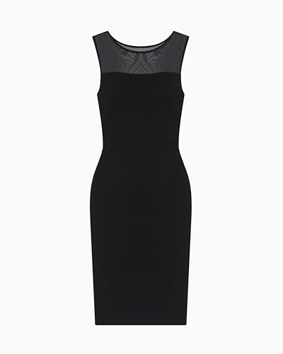 Armani Exchange Damen Icon Project, Mesh Details, Small Logo Embroiderey Kleid, Schwarz, X-Groß von Armani Exchange