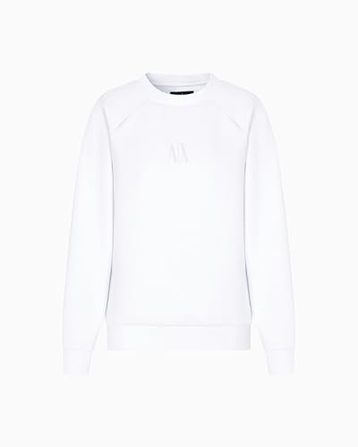 Armani Exchange Damen Icon Project, Shiny Logo, Crewneck Sweatshirt, Optic White, M von Armani Exchange