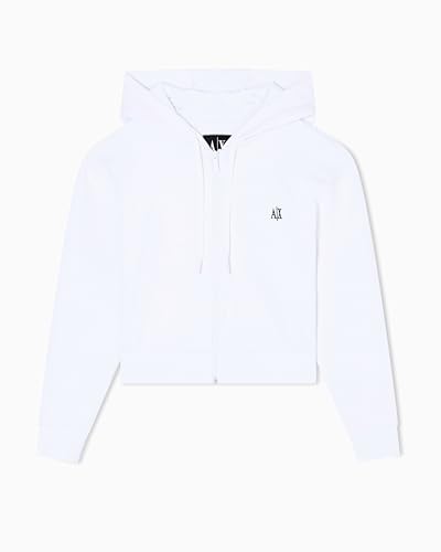 Armani Exchange Damen Icon Project, Small Logo Embroidery, Cropped Fit Sweatshirt, Optic White, XS von Armani Exchange