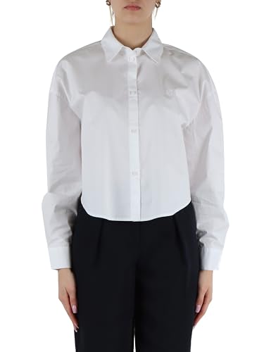 Armani Exchange Damen Icon Project, Sustainable, Small Logo Embroidery Hemd, Optic White, 38 von Armani Exchange