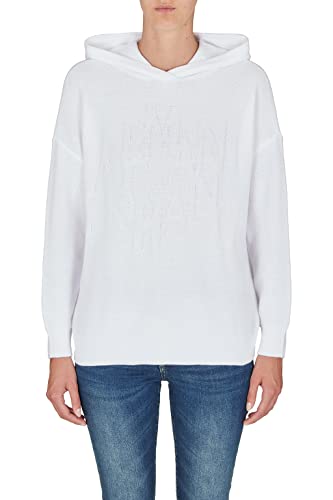 Armani Exchange Damen Kapuze am Hals, gestricktes Logo auf der Vorderseite. Hooded Sweatshirt, Optic. White, M von Armani Exchange