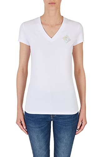 Armani Exchange Damen Kurze Ärmel, schmale Passform, V-Ausschnitt. Shirt, White, S von Armani Exchange