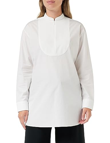 Armani Exchange Damen Limited Edition We Beat As One Cotton Poplin Tuxedo Tunic Shirt, Weiß, S EU von Armani Exchange