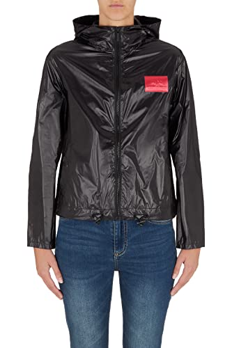 Armani Exchange Damen Logo Patch On Front, Hood, Adjustable Waistband Windbreaker, Schwarz, L von Armani Exchange