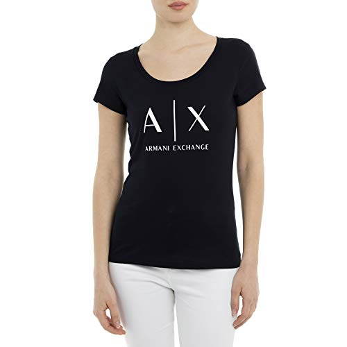 Armani Exchange Damen Logo Ss T-Shirt, Blau, S von Armani Exchange