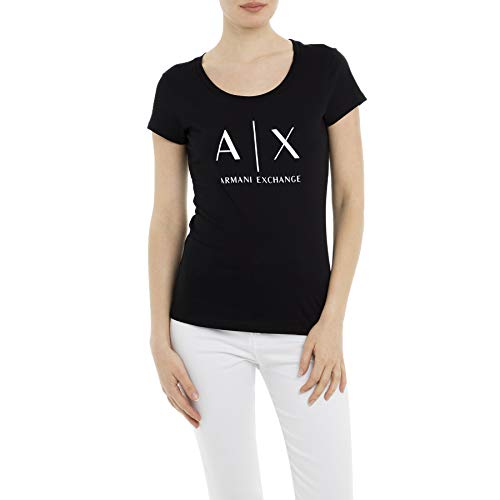 Armani Exchange Damen Logo Ss T-Shirt, Schwarz, XL von Armani Exchange