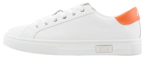 Armani Exchange Damen Mina Cup Sole, Back tab with and Metal Logo Detail on Side Sneaker, Op. White+ orange, 35 EU von Armani Exchange