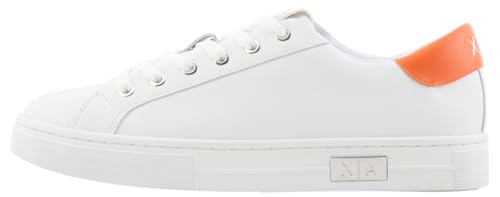 Armani Exchange Damen Mina Cup Sole, Back tab with and Metal Logo Detail on Side Sneaker, Op. White+ orange, 35.5 EU von Armani Exchange