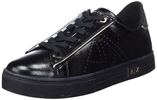 Armani Exchange Damen Mina with Perforated Side Logo Sneaker, Black+Light, 35 EU von Armani Exchange