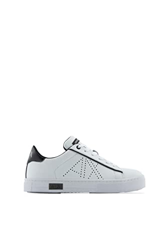 Armani Exchange Damen Mina with Perforated Side Logo Sneaker, White+Black, 36 EU von Armani Exchange