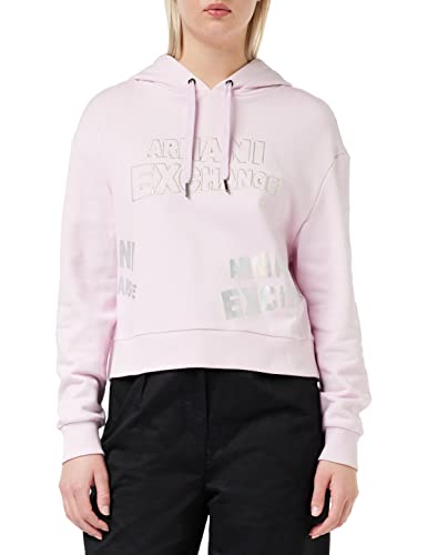 Armani Exchange Damen Nachhaltig, Hoodie, großes Frontlogo Hooded Sweatshirt, Illusion, S von Armani Exchange