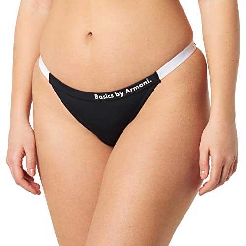 Armani Exchange Damen Nachhaltig, Kreuz Geschlecht, hinten und vorne Logo Bikini, Black/White, M von Armani Exchange