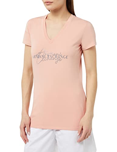 Armani Exchange Damen Nachhaltig, Slim Fit, strassbesetztes Italics Logo T-Shirt, Lady, M von Armani Exchange