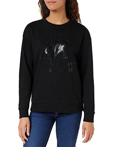 Armani Exchange Damen Nachhaltig, genopptes Logo, Bequeme Passform. Sweatshirt, Black, L von Armani Exchange