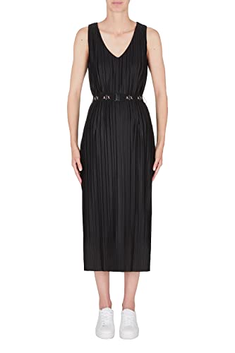 Armani Exchange Damen Plisse, Klassische Passform. Dress, Black, 8 von Armani Exchange