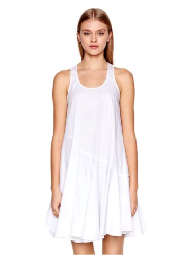 Armani Exchange Damen Popeline asymmetrischem Stich, A-Linie Lässiges Kleid, Optical White, 40 von Armani Exchange