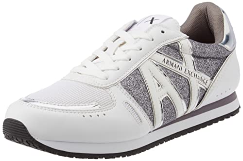 Armani Exchange Damen Rio Sneakers Sneaker, White + Silver, 38 EU von Armani Exchange