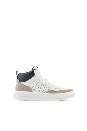 Armani Exchange Damen Seattle Mid with Contrast Stitched Logo Sneaker, Off White+BEIGE, 35 EU Schmal von Armani Exchange