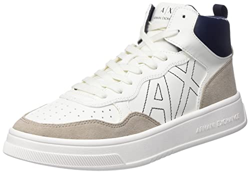 Armani Exchange Damen Seattle Mid with Contrast Stitched Logo Sneaker, Off White+BEIGE, 39.5 EU Schmal von Armani Exchange